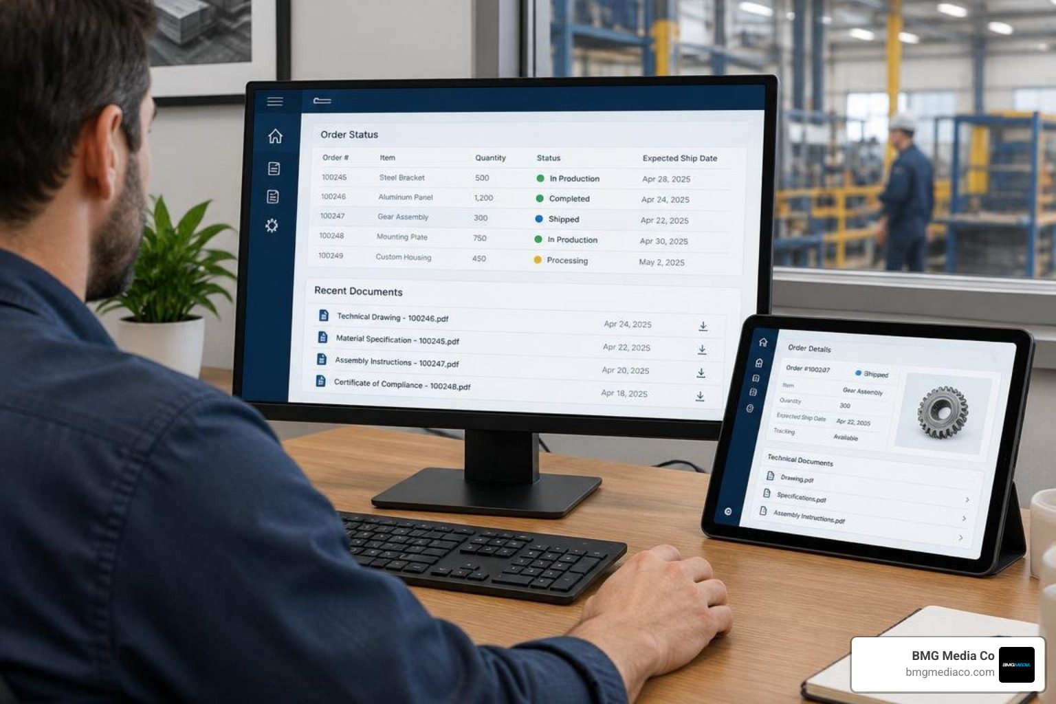 manufacturing customer portal website